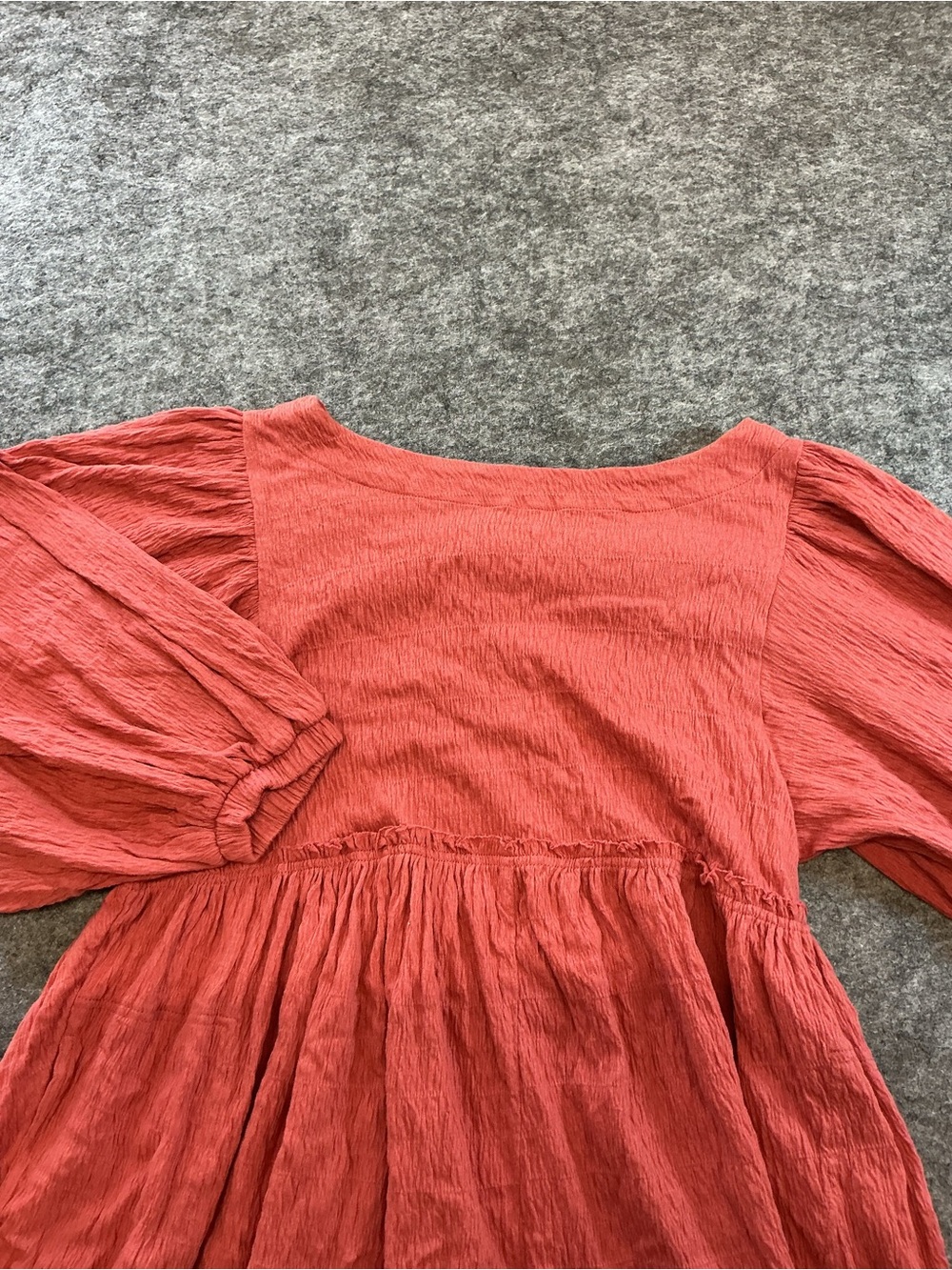 Free People Textured Coral Peasant Dress Size XS - Picture 3 of 5